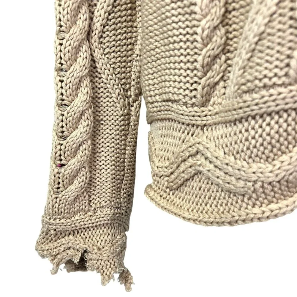 Vintage 1970's University Forum Beige Cable Knit Cardigan Jacket Wool Blend But - Picture 5 of 8